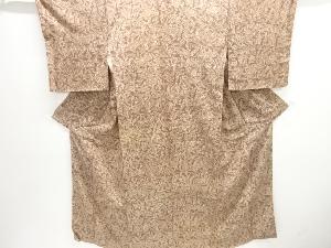 アンティーク　草花模様手織り紬着物